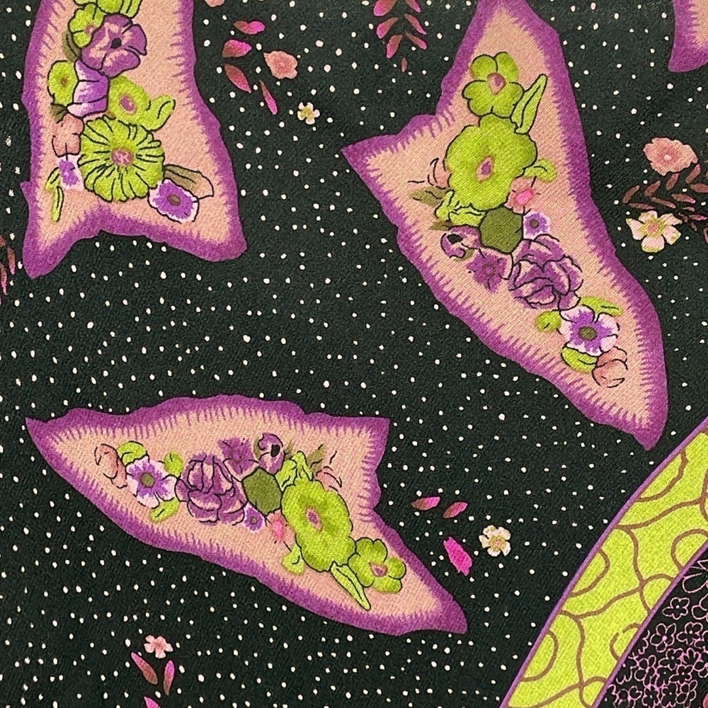 Vintage Betsey Johnson Black Label Floral Long Sleeve Tie Front Dress Y2K Sz 8 - Picture 11 of 12